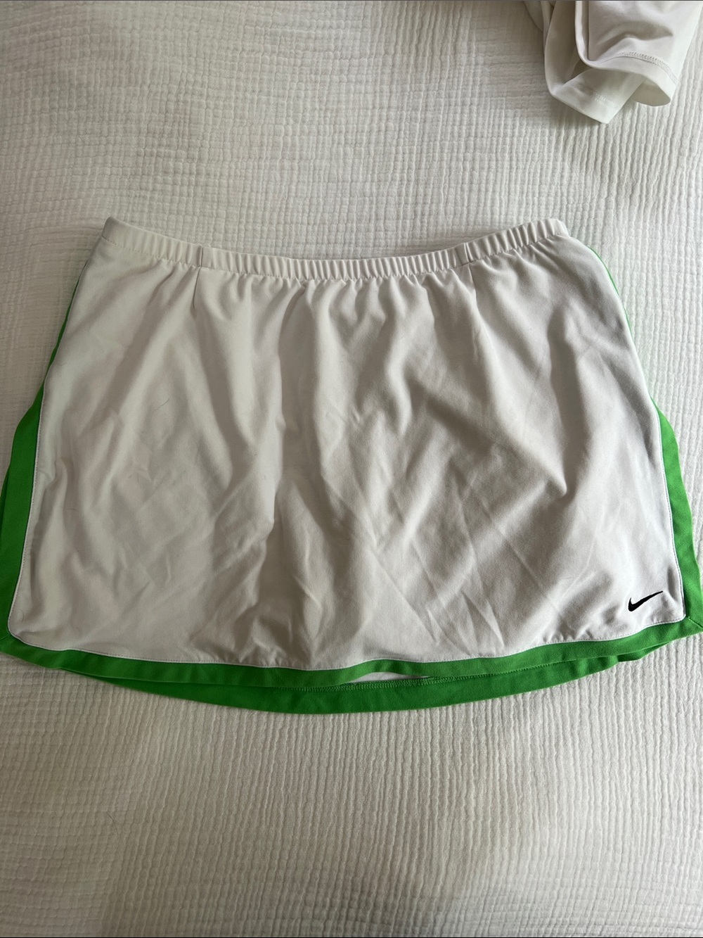 Nike White and Green Athletic Mini Skirt
